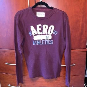 Aeropostale 1987 Athletics Long Sleeve T-Shirt Burgundy Men’s Size L Thermal